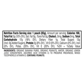 Happy Baby Organics Stage 2 Baby Food Pouches, Gluten Free, Vegan Snack, Nutty Blends, Bananas & Peanut Butter Organic Baby Food, 3 Ounce (Pack of 12)