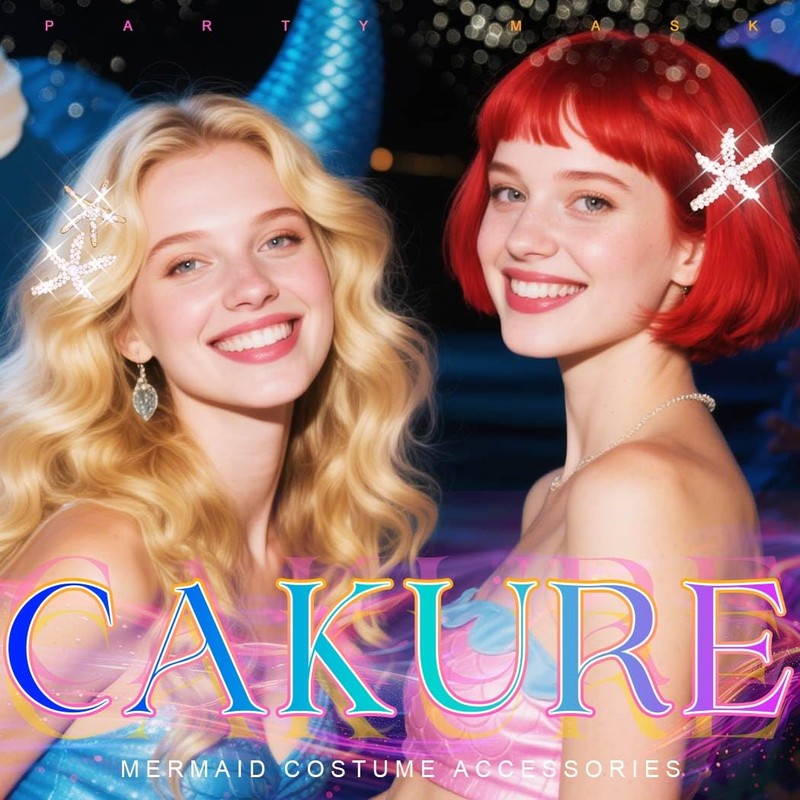 CAKURE Mermaid Hair Clips Pearl Starfish Hair Barrettes Beach Hair