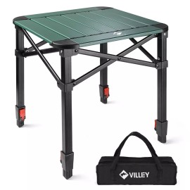 VILLEY Folding Camping Square Table Lightweight Aluminum Adjustable Square Table