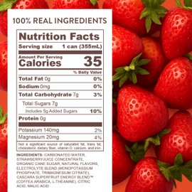 Huxley Superfruit Energy Drink, Strawberry, 90mg Natural Caffeine, Electrolytes for Hydration, 100% Real Ingredients, 5g Organic Cane Sugar, No Artificial Sweeteners or Flavors, L-theanine for Sustained Energy, Better For You, 12 oz (Pack of 12)