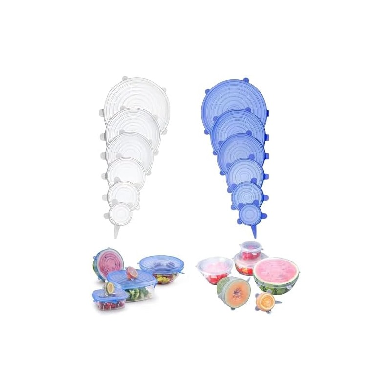 12 Tapas de Silicona Elásticas Reutilizables, Cubiertas de Silicona para