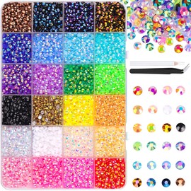 12600Pcs Resin Jelly Rhinestones with Tweezers for Crafting, Mixed-Color 4mm Non Hotfix Flatback Gems, Bedazzling Crystal for DIY Crafts Clothing Tumblers Mugs Shoes Fabric Decor Nail Art Makeup