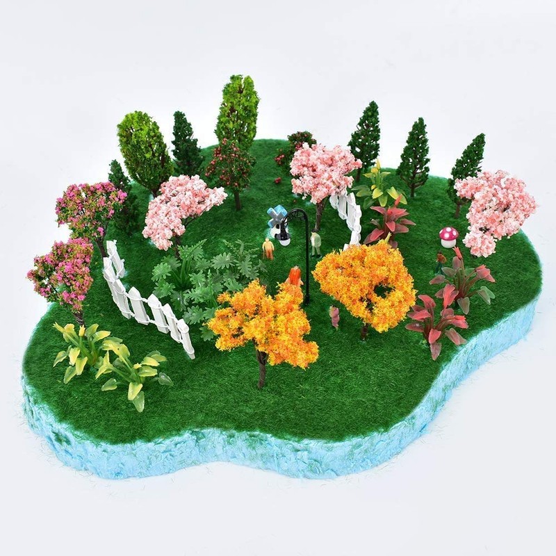 ANCLLO 25pcs Model Trees Model Trains Scenery 6.5cm Cherry Blossom