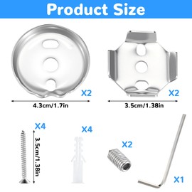 Yuanchu 15 Pcs Towel Bar Replacement Parts for Replacing Wall Mounted Towel Bars, Stainless Steel Screws Brackets Set Hanging Tightening Screws for Universal Bathroom Hardware Installation