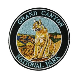 Grand Canyon National Park 3.5" Embroidered Patch DIY Iron or Sew-on Decorative Vacation Travel Souvenir Applique Wander Nature Wildlife Hike Trek Camping Explore Mountains Stars Moon Bear Wolf