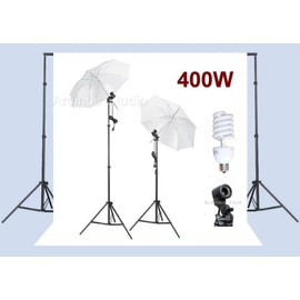 Ardinbir Studio Photo 400w Continuous Light White Umbrella Lighting Kit and Background Backdrop Support System