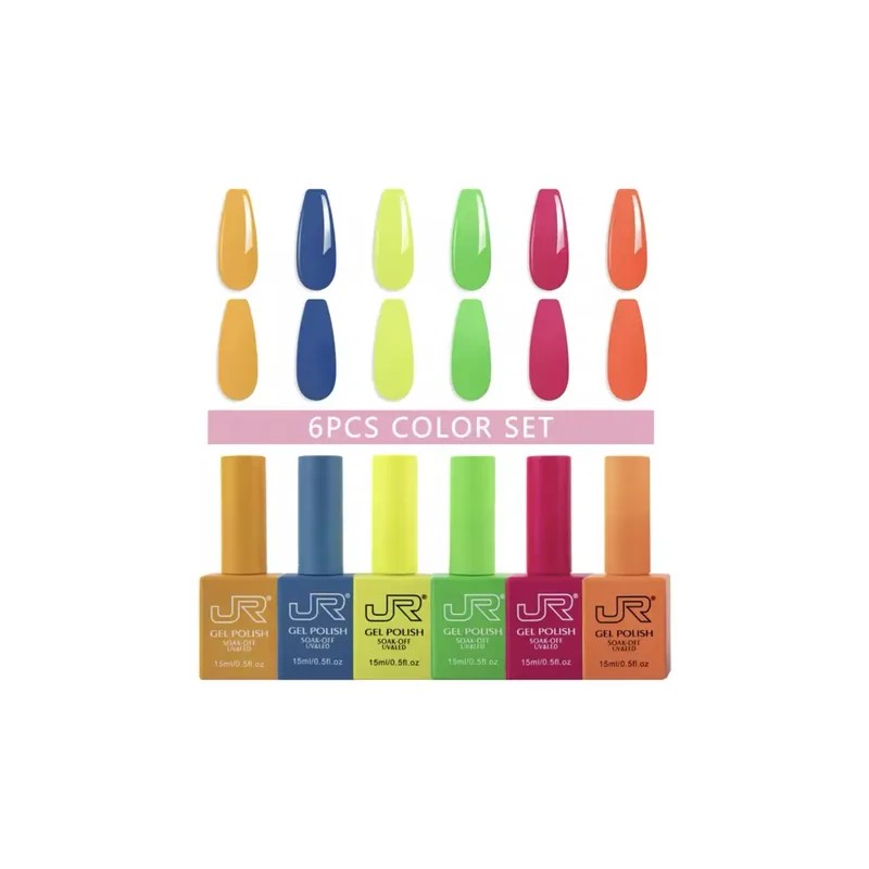 10 Gamas Gel Semipermanente Jr 6pz De 15 Ml Cuadrada