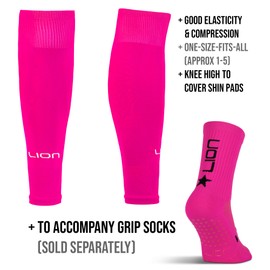 LION SPORTSWEAR Kids/Youth Football Sock Sleeves To Accompany Grip Socks - Fits Over Calf/Shin Pads - Variety Of Colors To Match Your Team Kit (Neon Pink)