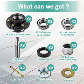 JADODE 5200 to 6000 lbs Trailer Idler Hub Kit with 6 on 5.5" Bolt Idler Hub & Round #42 Spindle Trailer Axle 2sets