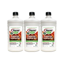 Sterno Fire Starter Ethanol Gel Green - Charcoal Lighter Fluid Fuel - Concentrated Ethanol Fuel for Tabletop Fireplace - All-Weather Ethanol Burner for Indoor & Outdoor, 22 Oz Each, Pack of 3 Bottles