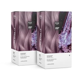 IGK Kit De Tinte Permanente Para El Cabello (Juego De Dos) | V Astro Babe - Lavanda Claro Frío | Cobertura Total De Canas + Fortalecimiento + Brillo |