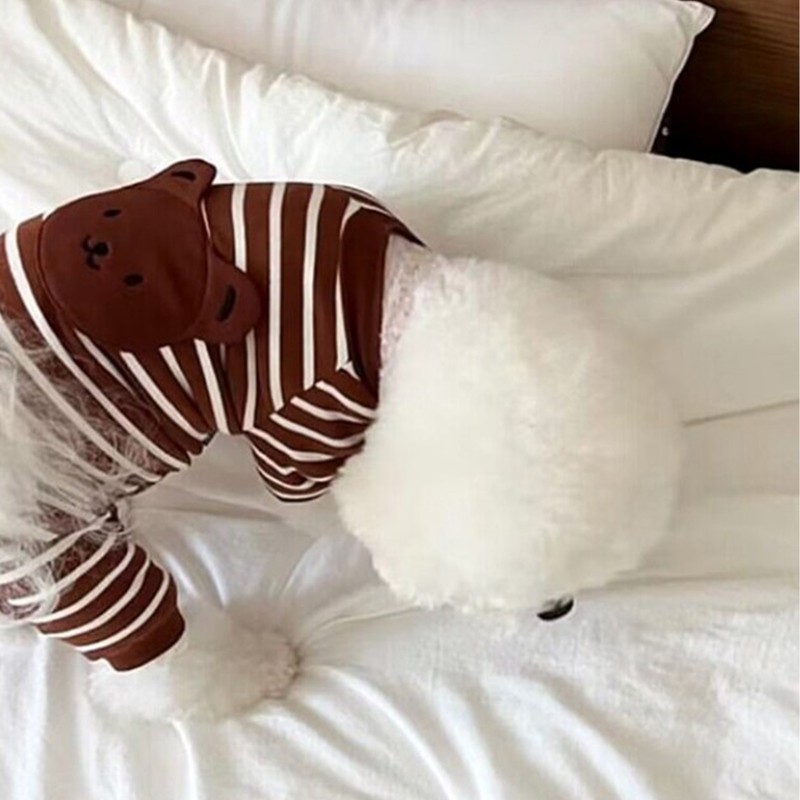 Dog Pajamas Striped Soft Warm Comfortable Fashionable 4 Legs Pet