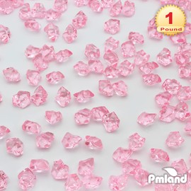 PMLAND Clear Acrylic Ice Rocks Pink 180 Pcs of 0.75 Quarts Crystals Gems Fake Crushed Cubes Diamonds for Vase Filler Table Scatter Baby Shower Wedding Centerpieces Party Holidays Decoration Crafts