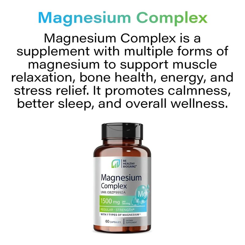 Magnesio Complex Con 7 Magnesios Citrato , Glicinato Sabor Sin