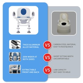 FUSHIDE Bedside Commodes, Portable Toilet Chair Adjustable, Height Adjustable Potty Chair Commode Chair for Seniors,Disabled,Adults,Pregnant, Supports 350LBS Commodes (Black&Brown, Uniform size)