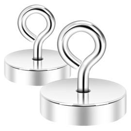 Neosmuk Magnetic Ring Hooks, 36 kg Heavy Duty Extra Strong Magnetic Hook with Eye Bolt for Cruise Cabin, Magnetic Eyelet Hanger for Hanging, Cruise Essentials Hooks (Silver, Pack of 2)