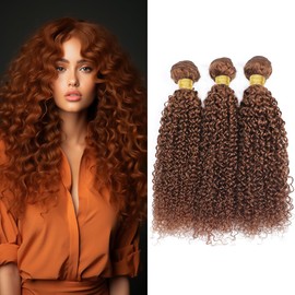 Brown Bundles Curly Human Hair Color 30 Brown Human Hair Kinky Curly Bundles Wet And Wavy Weave Real Unprocessed Human Hair For Women 24 26 28 Inch