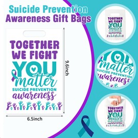 100 Pcs Suicide Prevention Awareness Gift Bags Bulk Green Ribbons Plastic Gift Bags with Handle Party Favor Candy Cookie Bag for Mental Health Awareness Month Party Decoration