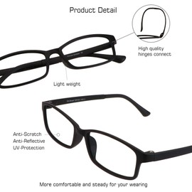 VisionGlobal Blue Light Blocking Glasses for Computer Reading or Gaming, UV 400 Anti Glare Lenses Help Reduce Eye Strain and Fatigue, Men and Women Frame, No（0.00） Magnification