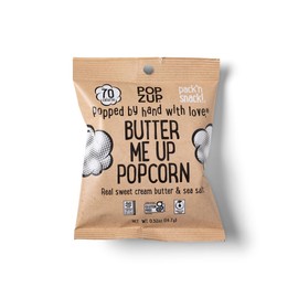 Popzup Popcorn - Popped & Seasoned by Hand with Pure and Simple Ingredients, Gluten Free and non-GMO (12 Butter Me Up 70 Calorie Bags)