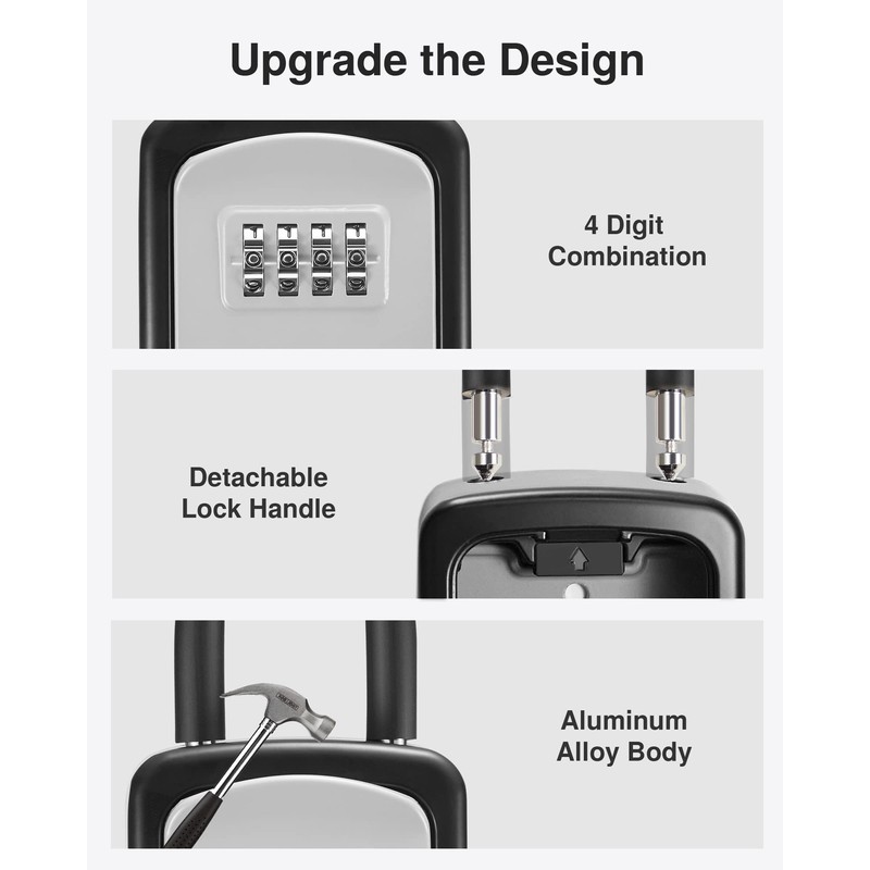 Puroma Key Lock Box, 4-Digit Combination Key Storage Lockbox, Portable