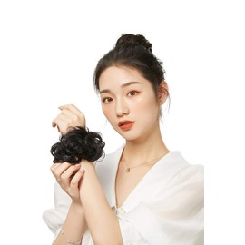 HIYE Bunn Wig, Curl, Point Wig, Scrunchie, Partial Wig, Elastic Band, Easy to Wear, Cute, Hair Ornament, Bun, Wig, Shichi-Go-San Wig, Coming-of-Age Ceremony, Wedding Yukata, Kimono, Scrunchie Wig, Women's Fashion (Dark Brown)