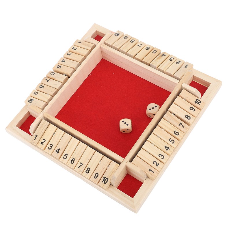 4 Sided Shut The Box Dice Game Wooden Board Table