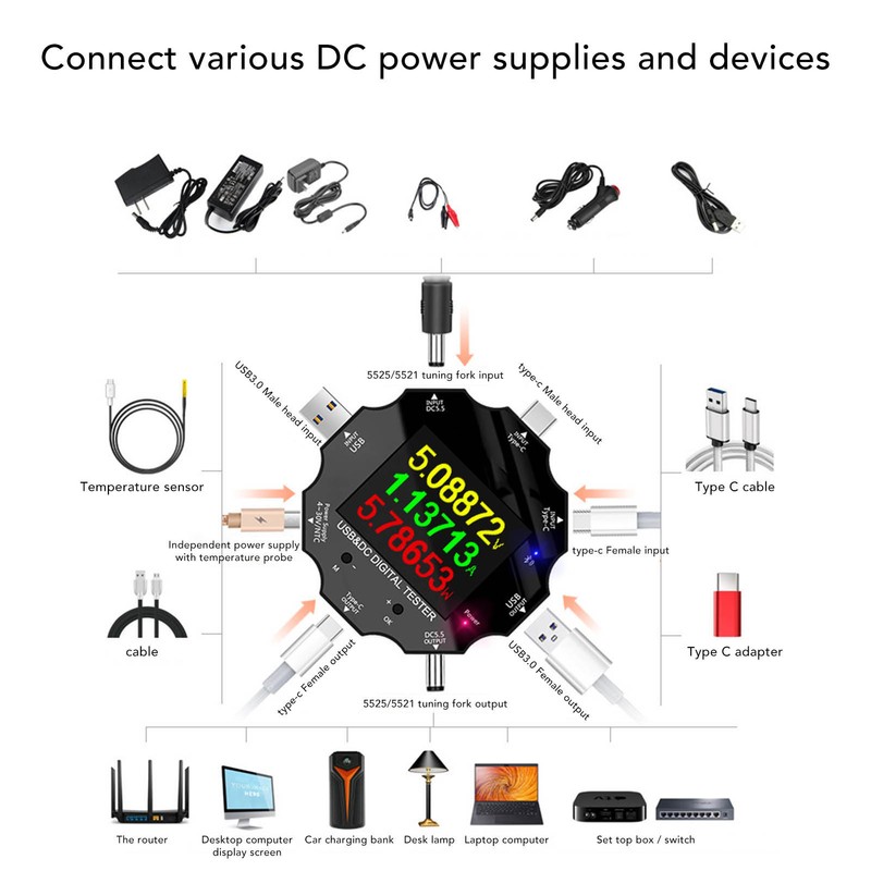 USB Digital Display Voltmeter Wireless Bluetooth Remote Control Charging Detector
