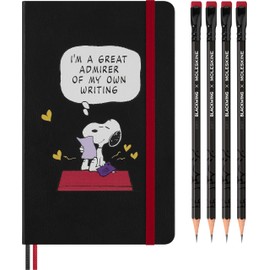 Moleskine LEPE01THMBOX Notebook, Pencil, Peanut Gift Box, Set of 2, 4 Black Wing Pencils, Black
