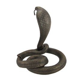 Large 12.75-Inch Tall Bronze Finished King Cobra Cast Resin Sculpture - Majestic and Detailed Statue - Hand-Painted Highlights and Realistic Coiled Design