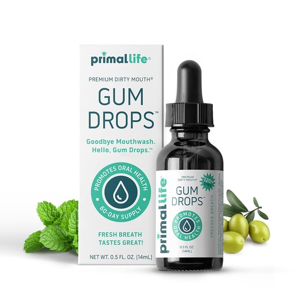 Primal Life Organics - Dirty Mouth Gum Serum, Natural Essential Oils, Promotes Good Breath, Gentle Mouthwash, Supports Good Oral Health, Great On Your Gums, Paleo, Organic, Vegan, Gluten-Free (0.5 oz)