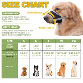 Kryrinl Dog Mouth Cover Adjustable Muzzle for Biting and Chewing Soft Mesh Muzzles for Small Medium and Large Dogs (Grey S)