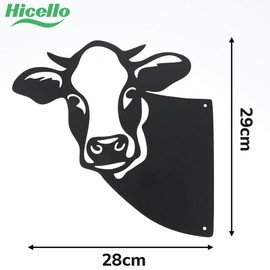 Hicello Metal Garden Art, Funny Bull Gard Garden Ornaments, Silouette Garden Sculpture, Metal Black Farm Decoration Gift, Metal Garden Statues, Outddor Backyard Lawn Stakes