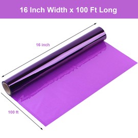 Morepack Purple Cellophane Wrap Roll, Translucent Purple Cellophane Wrapping Paper, 16 Inches Width x 100 Ft Long Colored Cellophane Rolls for Gift Baskets, DIY Arts Crafts Decoration, and More