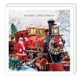 Tracks Publishing Charity Christmas Cards - Santa Express Classic Steam Train - Eco-Friendly - Pack of 5 Cards
