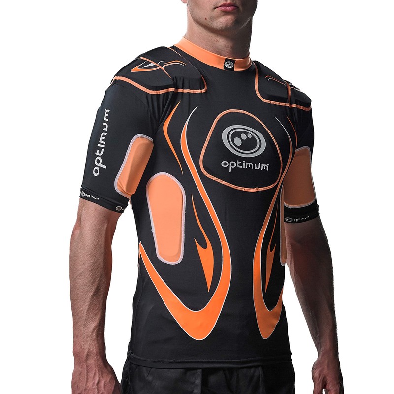 OPTIMUM Boys Unisex Senior Inferno Protective Top, Black, XX-Large, Black/Orange