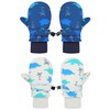 Toddler Gloves Boys Snow Waterproof Ski Mittens Kids Winter Gloves Lined Fleece Gloves Waterproof Toddler Mittens for Boys 0-24 Months Coconut Dinosaur White and Navy