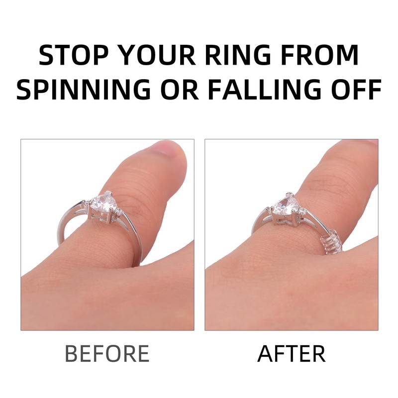 TUNQISM 8pcs Transparent Ring Size Adjustment Tool, Transparent Winding Rope
