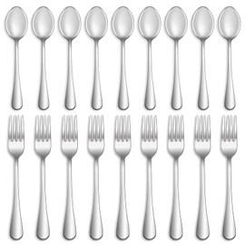 16 Pcs Forks and Spoons Silverware Set,Food Grade Stainless Steel Flatware Cutlery Set for Home,Kitchen and Restaurant,Mirror Polished,Dishwasher Safe - 8 Dinner Fork(8 inch) and 8 Teaspoon(6.5 inch)