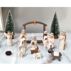 ENNAS Nativity Scene Indoor 12pcs Little People Nativity Set - Holy Family Figurine Set with Joseph Mary Baby Jesus and Manger - Christmas Decorations, Xmas Holiday Decor, for Women