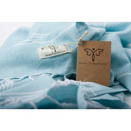 SMYRNA TURKISH COTTON Classical Series Turkish Hand Towels Set of 2, 18x30 inch, Decorative Turkish Hand Towels for Bathroom, Kitchen, Face, Hair, Tea, Yoga, Gym, Dishcloth Set of 2, Light Blue