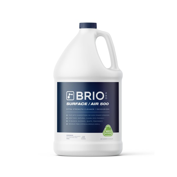 BRIOTECH Extra Strength Pure Hypochlorous Acid, BrioPro Surface & Air 500 PPM HOCl for ULV Foggers, Sprayers & Humidifiers, Professional Cleaner Deodorizer, Peroxide Free, Office, School, Home
