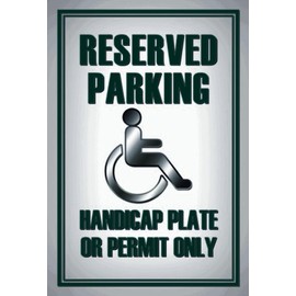 AGDeko® Schild aus Holz 12x18cm Parken Parking handicap plate or zum Aufhängen oder Stellen Raum Dekoration