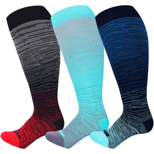LEVSOX Wide Calf Compression Socks for Women Men Plus Size