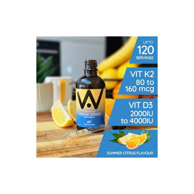 Liposomal Vitamin D3 4000 IU + K2 MK-7 160mcg Liquid
