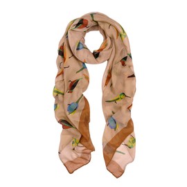 TrendsBlue Elegant Birds Print Fashion Scarf, Tan