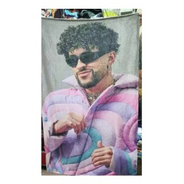 CUPRISHDIKALUR STORE Frazada Cobija Bad Bunny Individual Ultra Suave