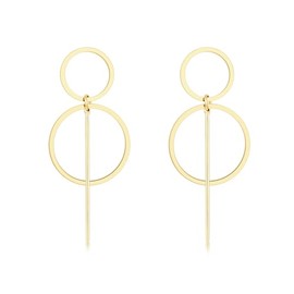 Silber Ohrringe für damen 925 Doppelte Ohrringe, die durch einen Steg. Creolen aus Silber 925 für Damen oder 18K Gold, ideal als Geschenk zum Muttertag... Ohrringe mädchen. (Vergoldung)