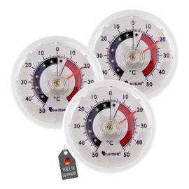 Lantelme 3er Set Kühlschrankthermometer zum Ankleben – Präzise Temperaturüberwachung für Kühlschrank, Gefrierschrank, Kühltheken und Kühlhaus Analog Thermometer