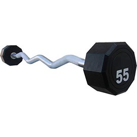 Fitness First 10-Sided Fixed Urethane Encased EZ Curl Barbell, 25 lbs